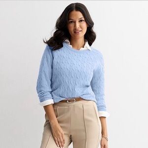 NWT Croft & Barrow The Extra Soft Sky Blue Cable Knit Sweater